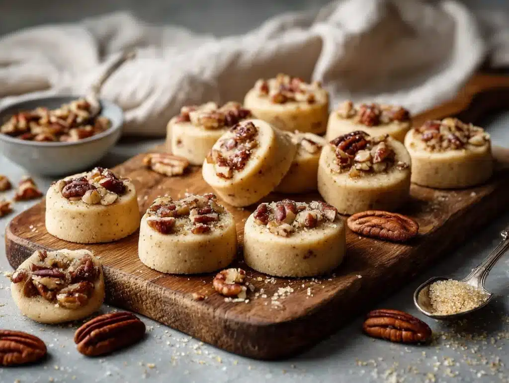 brown sugar pecan shortbread cookies - featured image