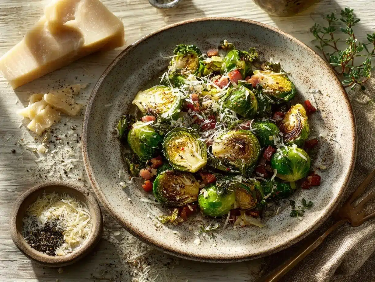 Cacio e Pepe Brussels Sprouts preparation steps