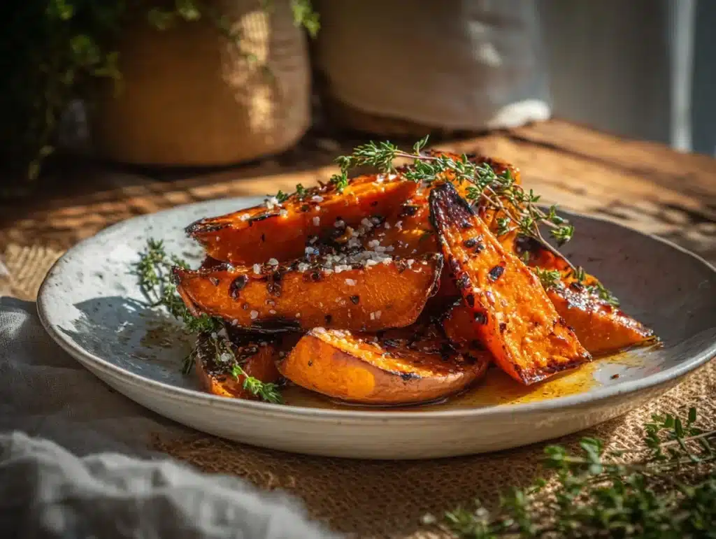 cinnamon roasted sweet potatoes - featured image