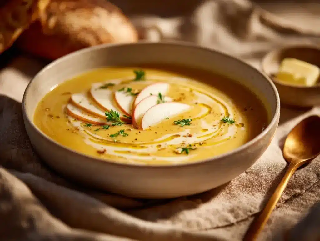 curried apple parsnip soup - featured image