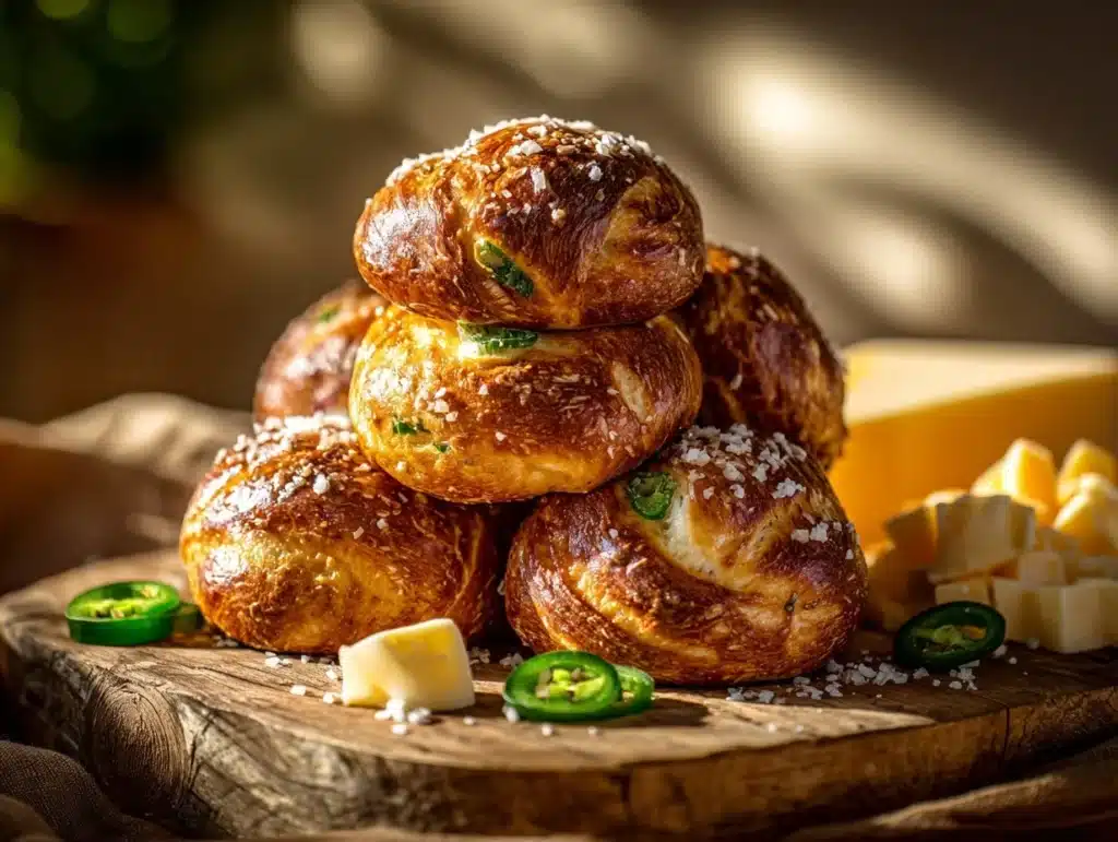 jalapeño cheddar pretzel rolls - featured image