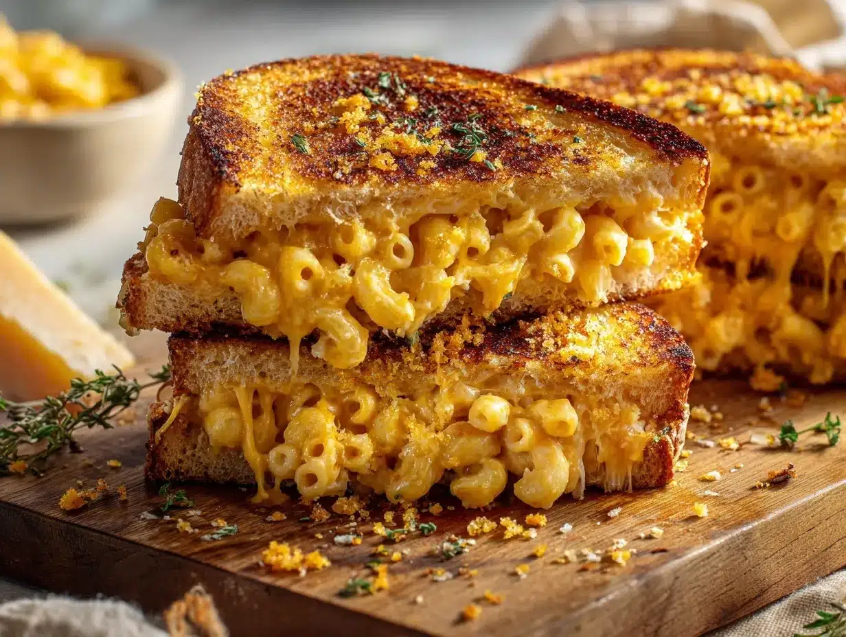 leftover mac and cheese grilled cheese preparation steps