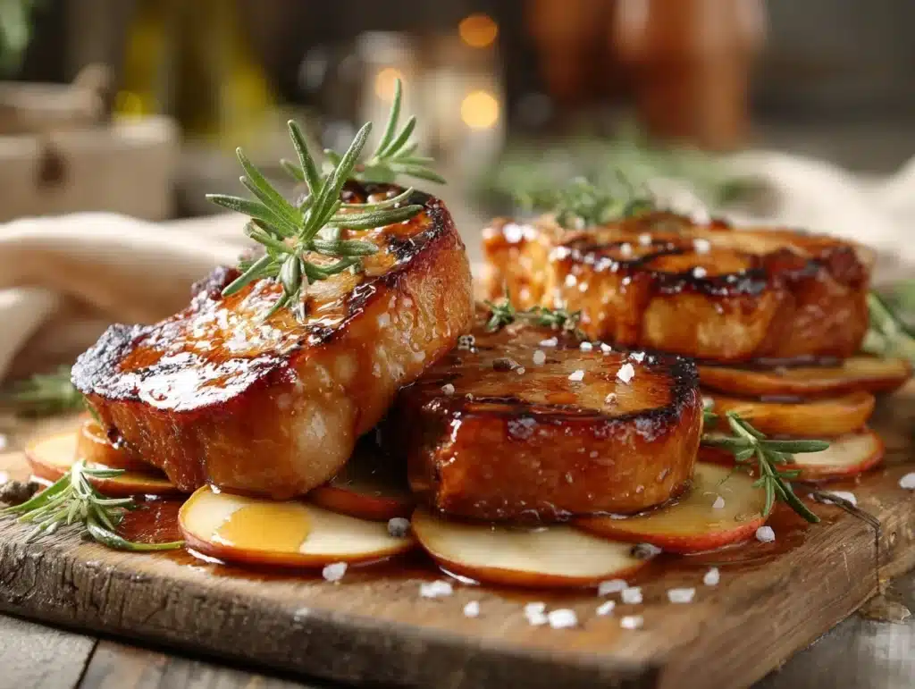 maple glazed pork chops - featured image