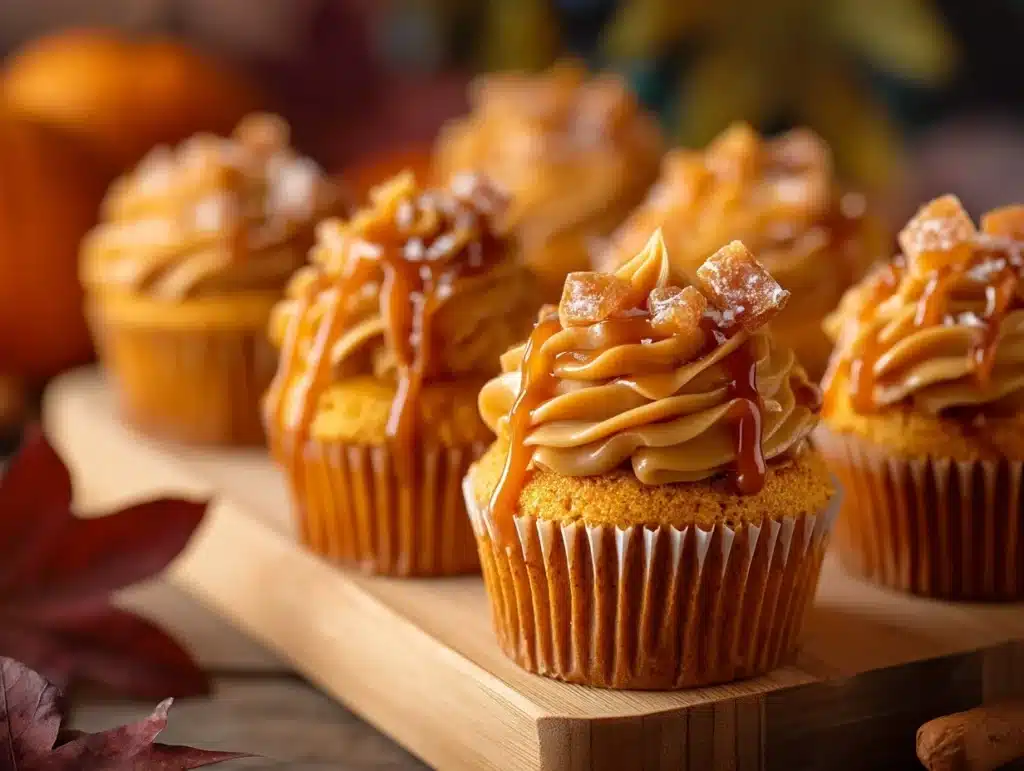 salted caramel pumpkin cupcakes - featured image