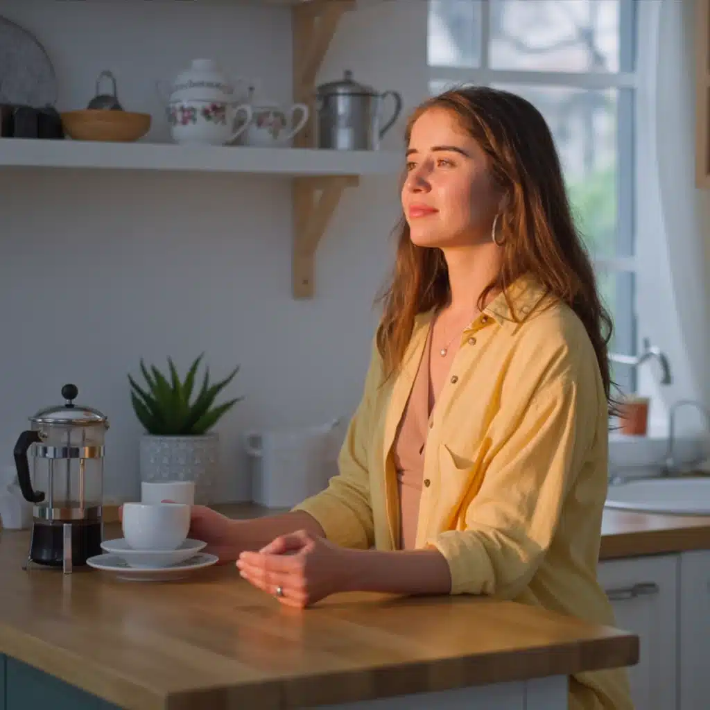 Sarah taking her morning Coffee