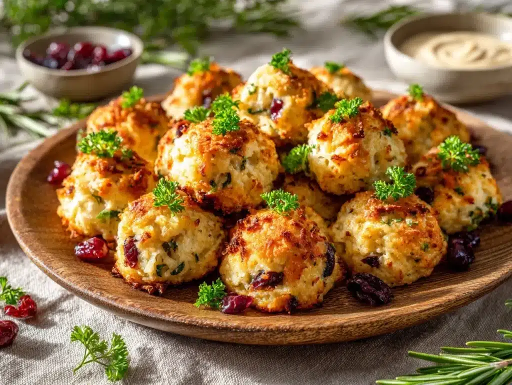 white cheddar cranberry stuffing balls - featured image