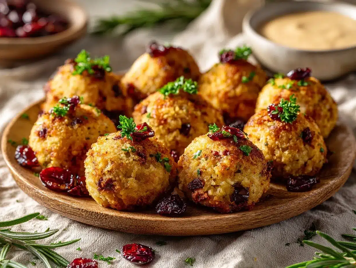 white cheddar cranberry stuffing balls preparation steps