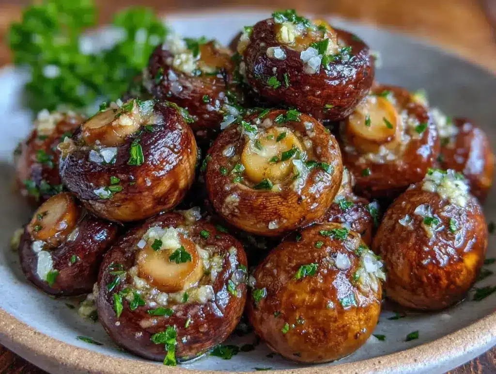 air fryer garlic butter mushrooms - featured image