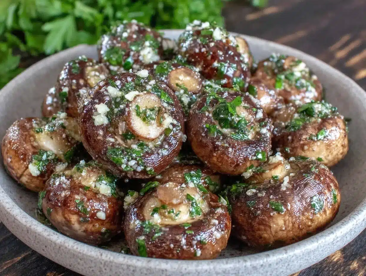 air fryer garlic butter mushrooms preparation steps