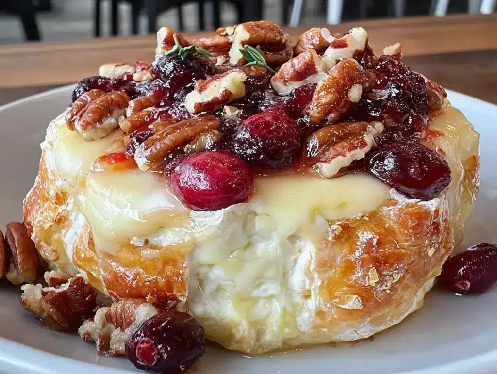 baked brie with cranberry and pecans - featured image