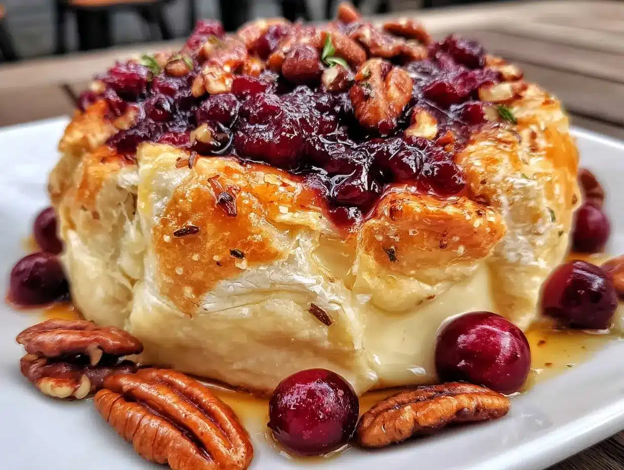 baked brie with cranberry and pecans preparation steps