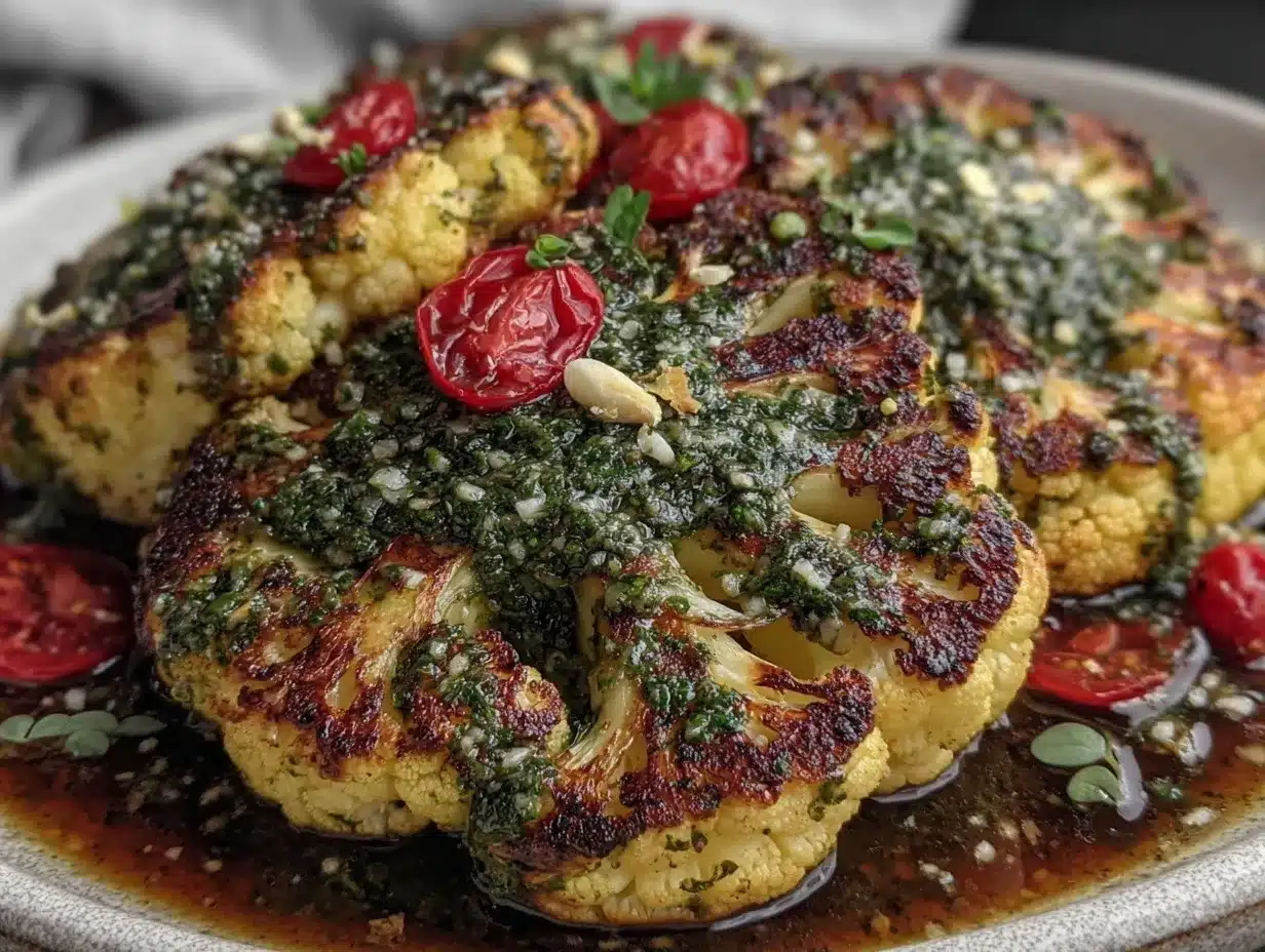 cauliflower steaks with chimichurri sauce preparation steps