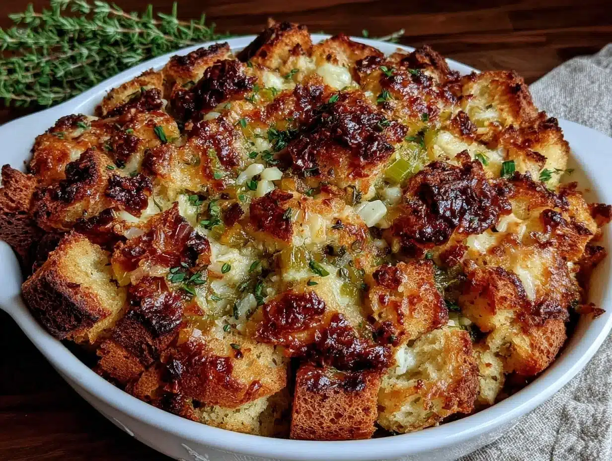 cheesy garlic herb stuffing bake preparation steps
