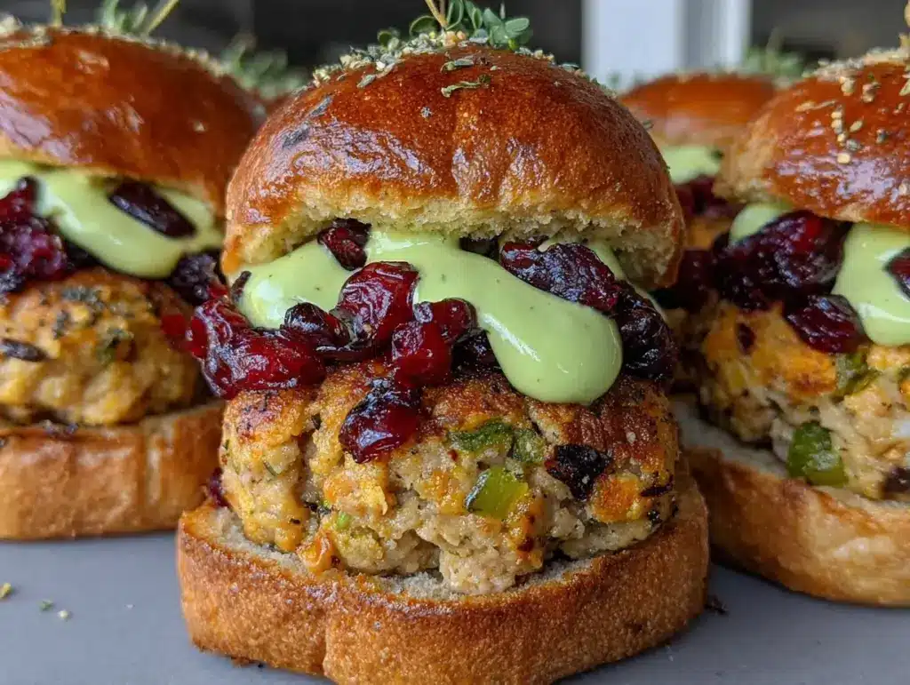 cranberry turkey stuffing ball sliders - featured image