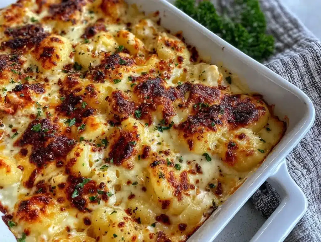 Creamy Chicken Alfredo Baked Gnocchi - featured image