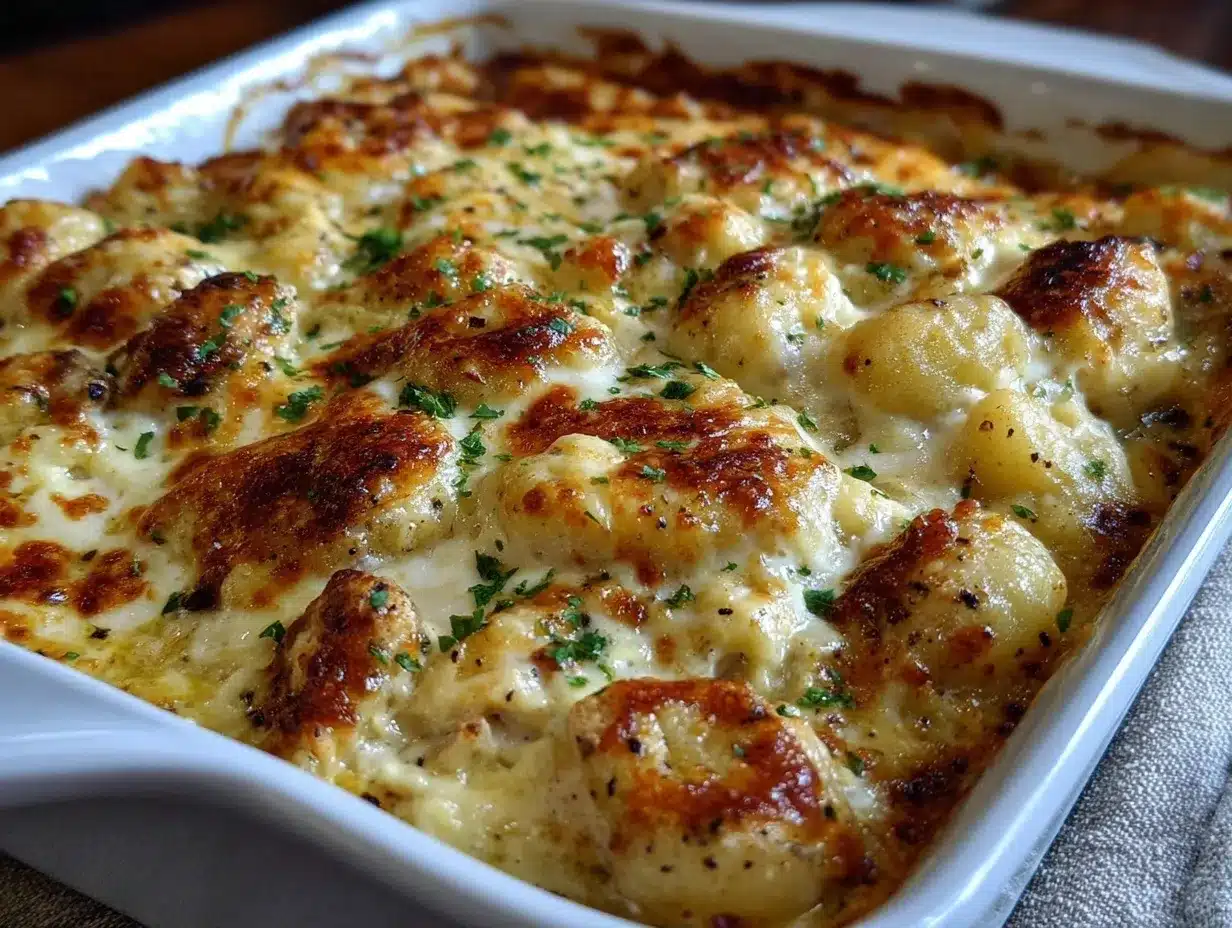Creamy Chicken Alfredo Baked Gnocchi preparation steps