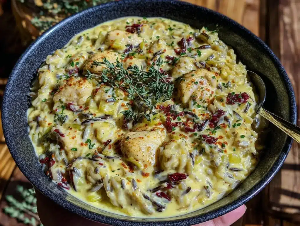 creamy chicken and wild rice casserole - featured image