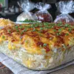 creamy crockpot cheesy hashbrown potatoes - featured image