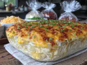 creamy crockpot cheesy hashbrown potatoes - featured image