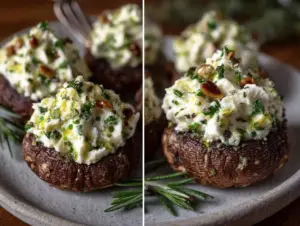 creamy goat cheese stuffed mushrooms - featured image
