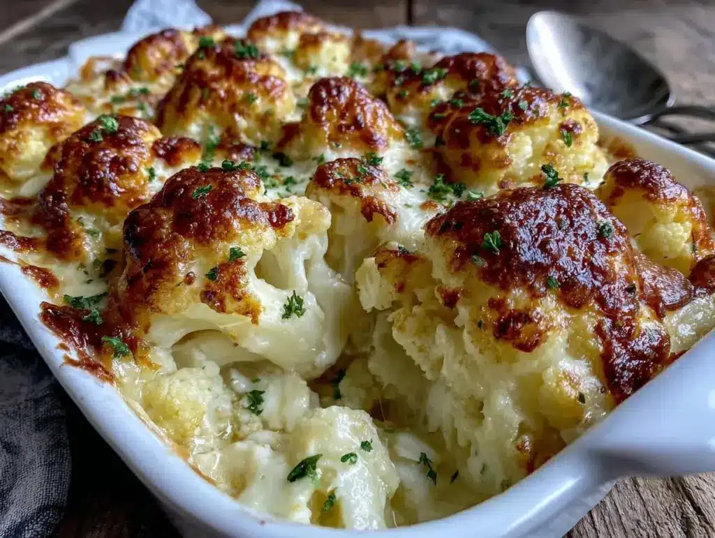 creamy keto cauliflower au gratin - featured image