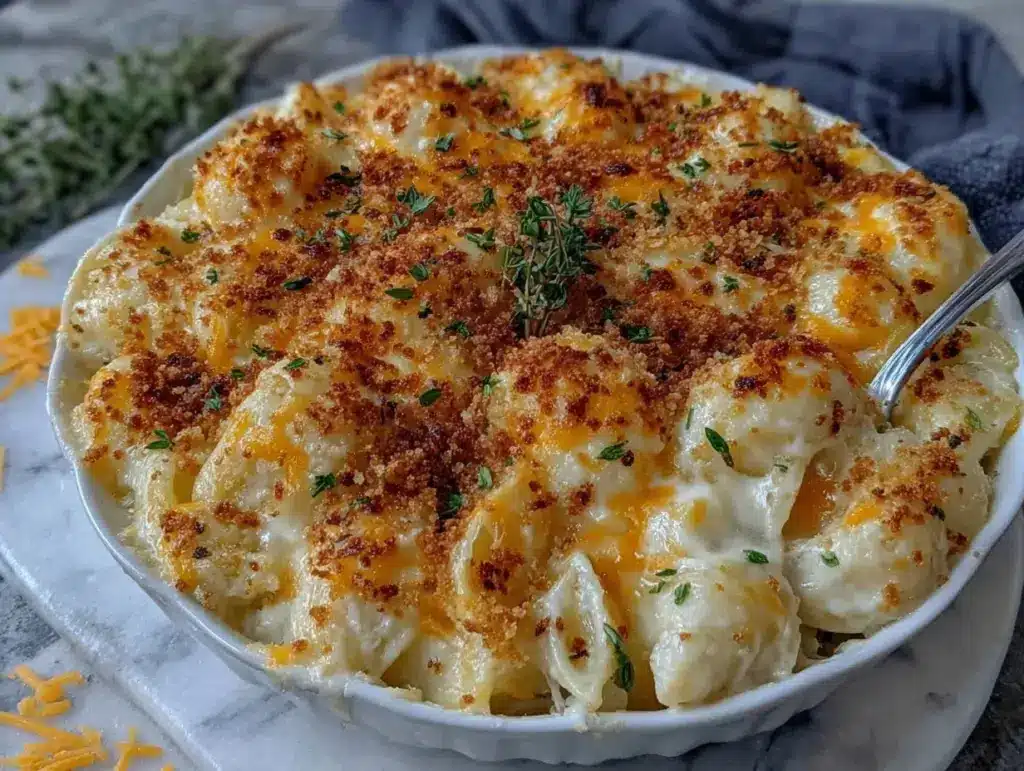 creamy no-boil mac and cheese - featured image