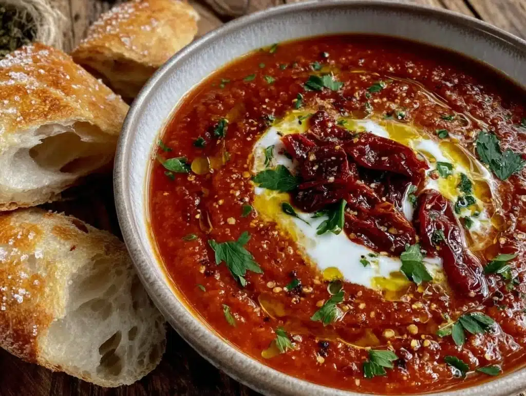 creamy roasted red pepper soup - featured image