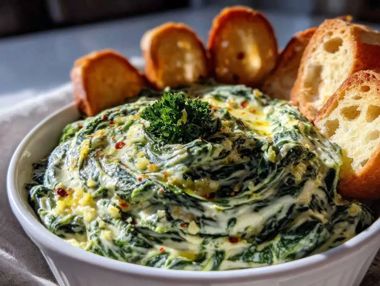 creamy slow cooker spinach - featured image