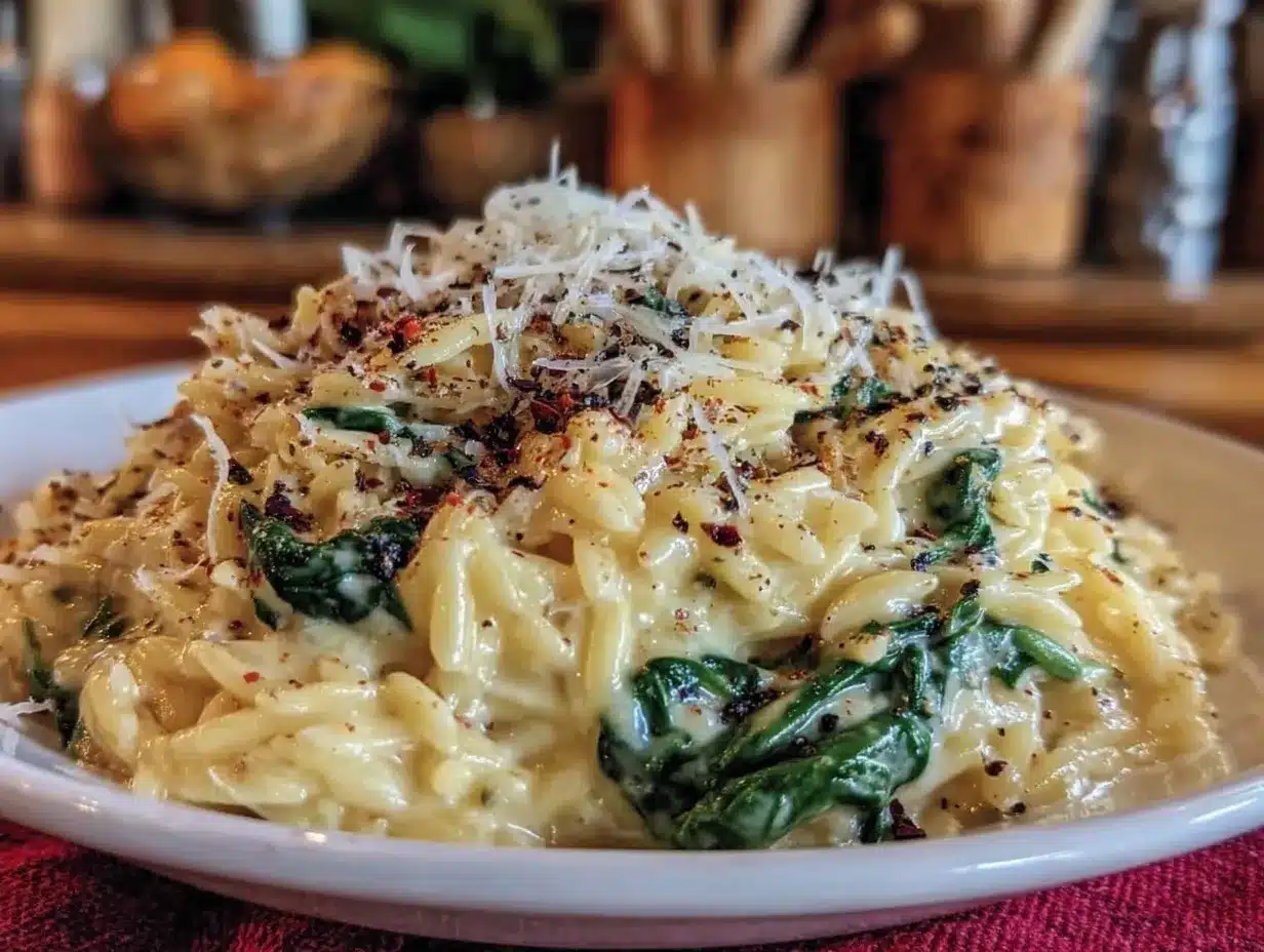 Creamy Spinach Orzo preparation steps