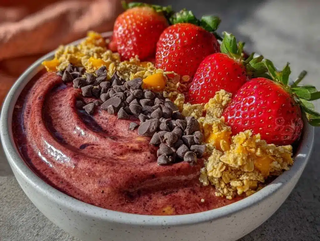 creamy strawberry smoothie bowl - featured image