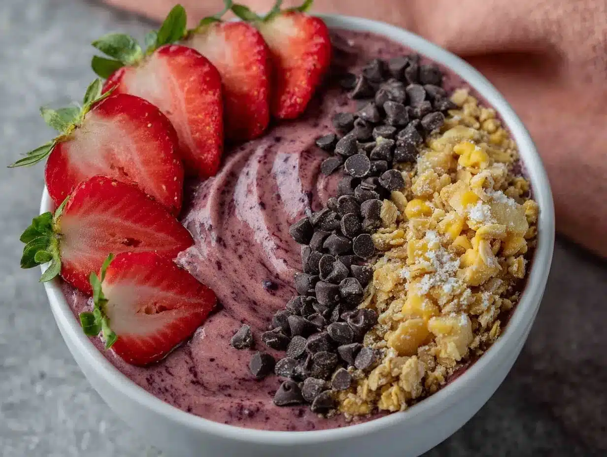 creamy strawberry smoothie bowl preparation steps