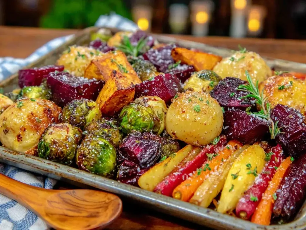 crispy sheet pan roasted vegetables - featured image