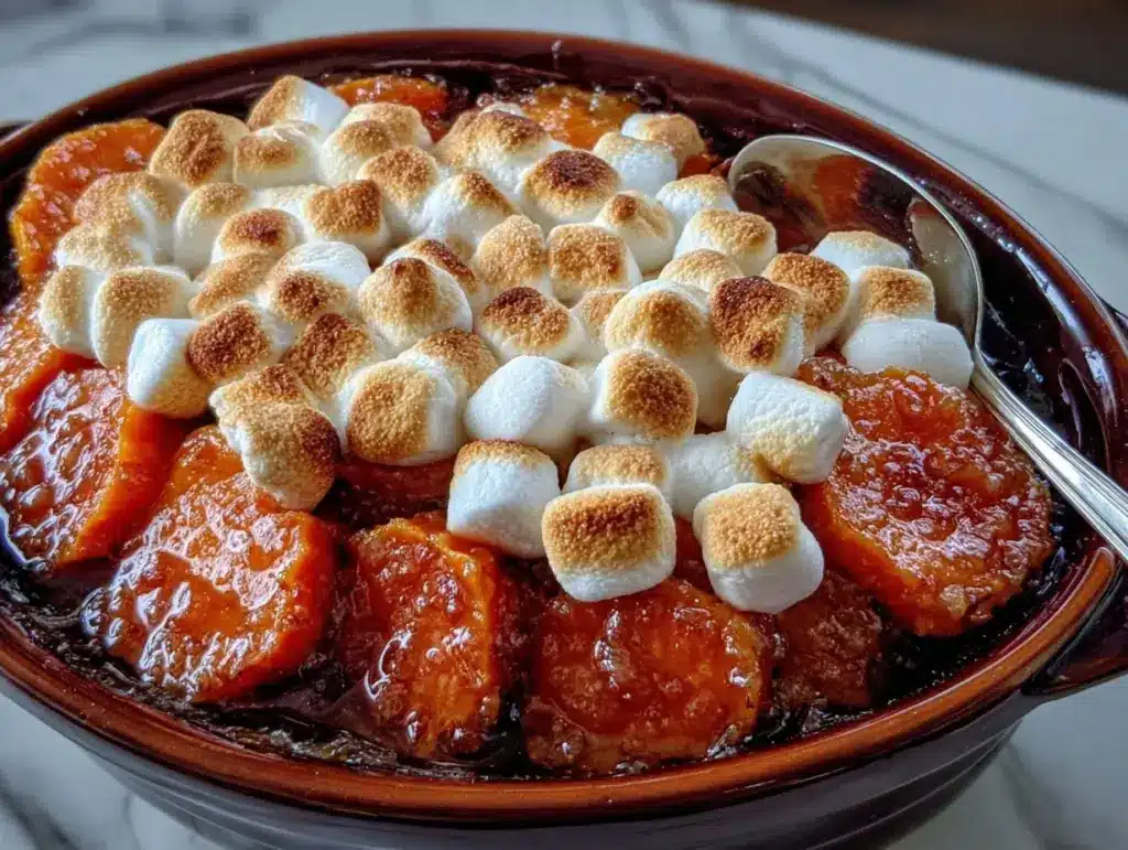 Crockpot Candied Yams with Marshmallows - featured image