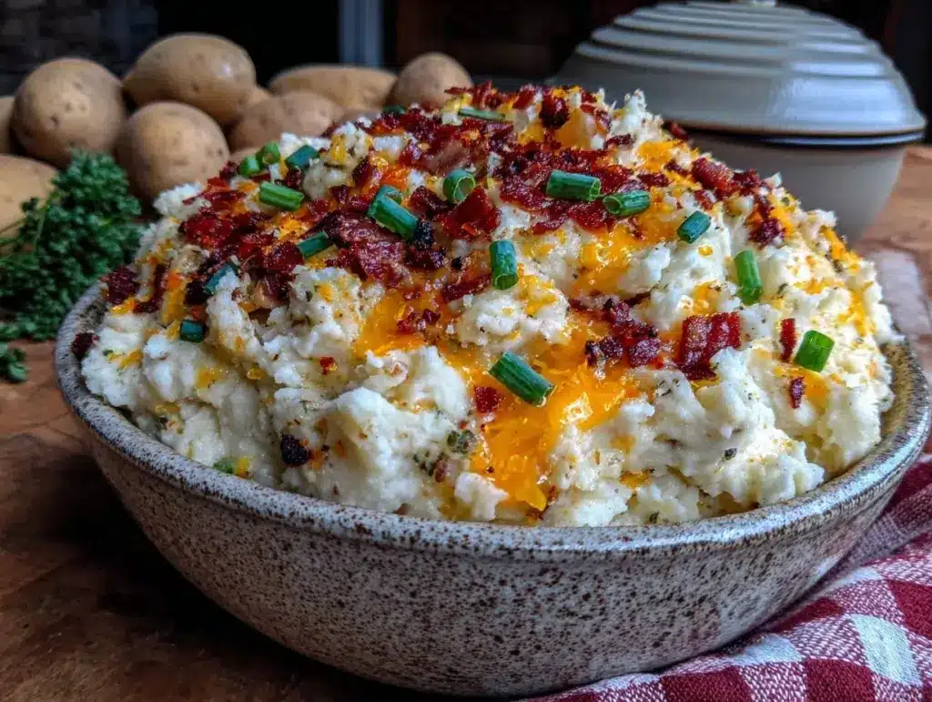 crockpot loaded mashed potatoes - featured image