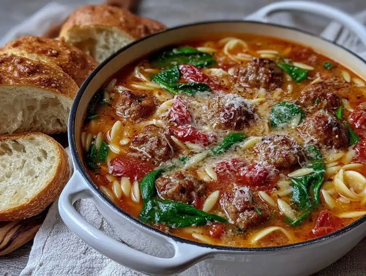 Italian Sausage Orzo Soup preparation steps