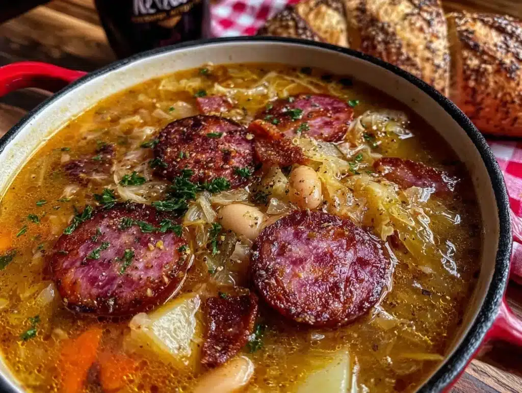 kielbasa sauerkraut soup - featured image
