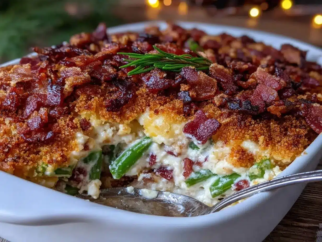 Loaded Ranch Bacon Green Bean Casserole preparation steps