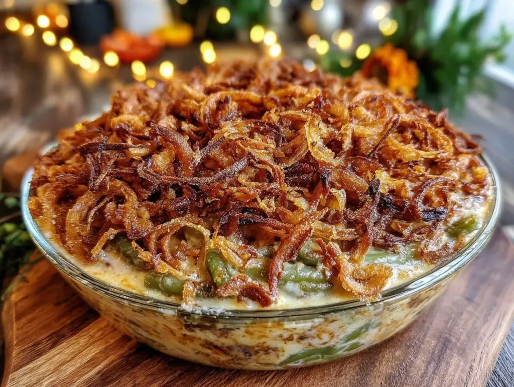 microwave green bean casserole - featured image