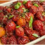 roasted grape tomatoes with basil - featured image