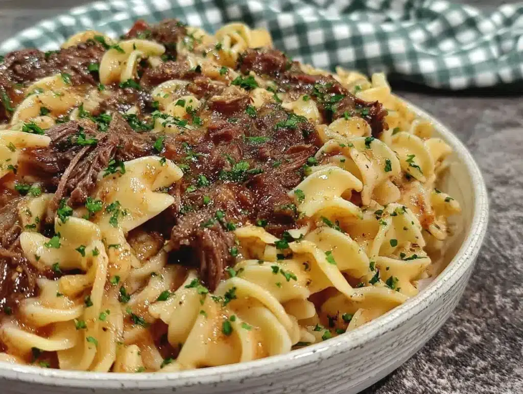 slow cooker beef and noodles - featured image