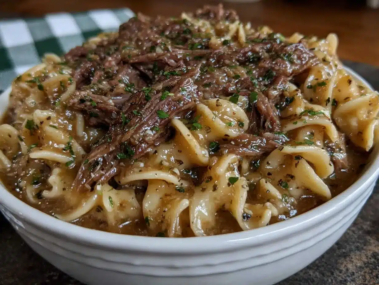 slow cooker beef and noodles preparation steps