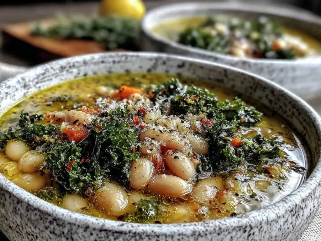 slow cooker white bean and kale soup - featured image
