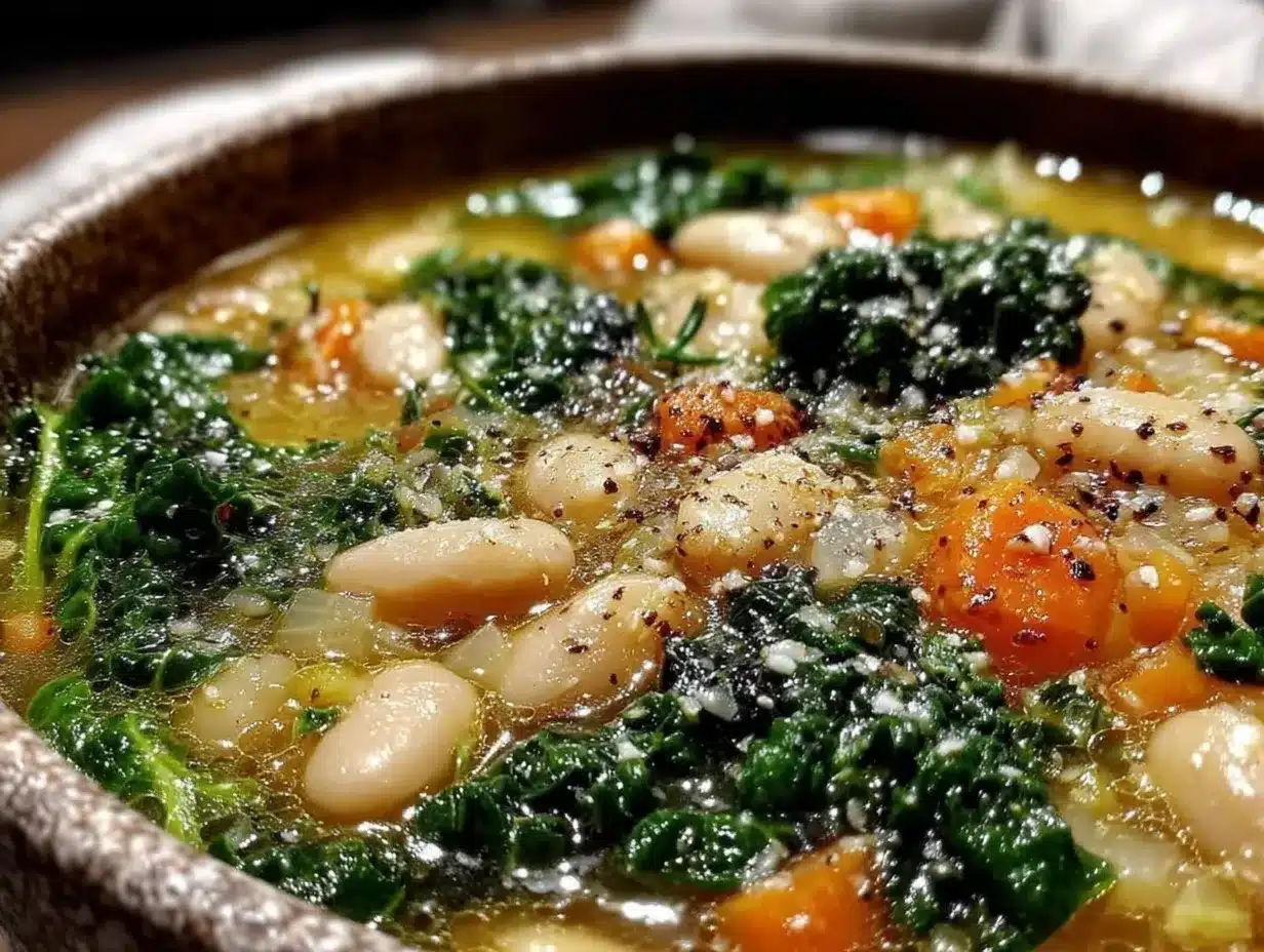 slow cooker white bean and kale soup preparation steps