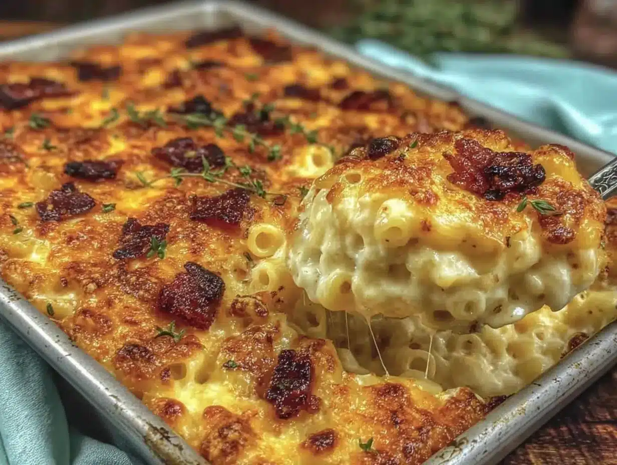 Southern baked mac and cheese with bacon preparation steps