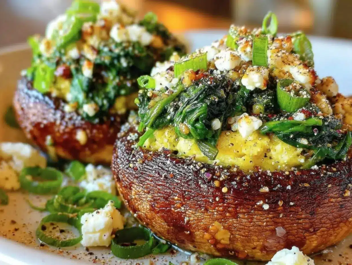 spinach feta stuffed portobello mushrooms preparation steps