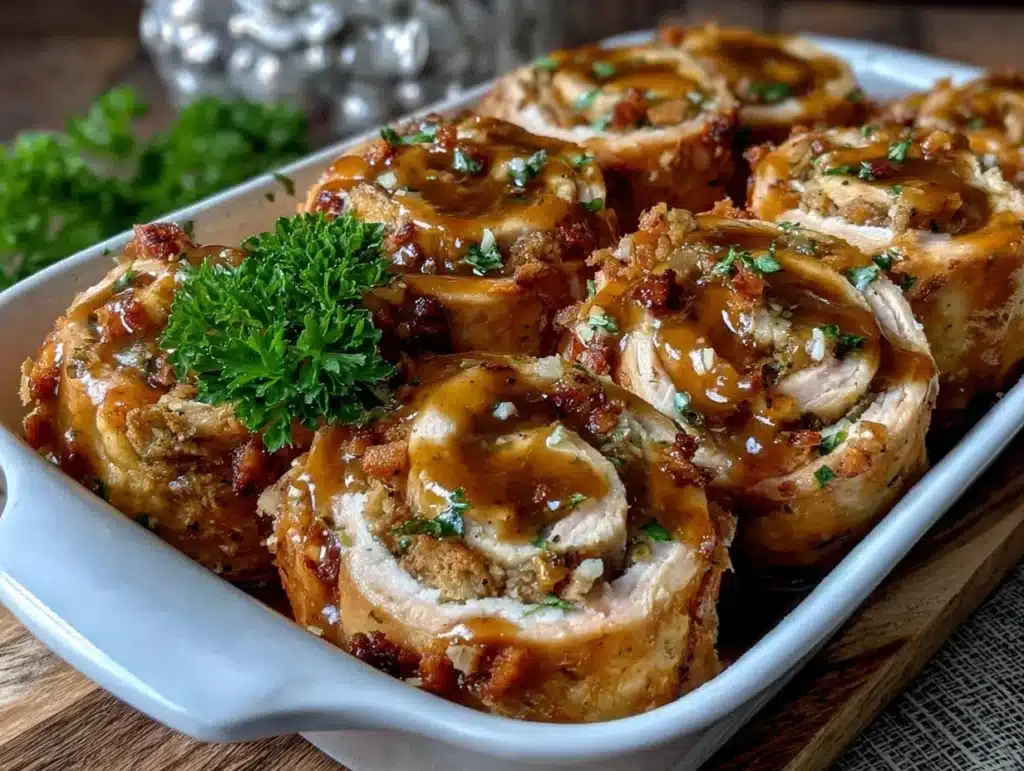 turkey and stuffing roll ups - featured image