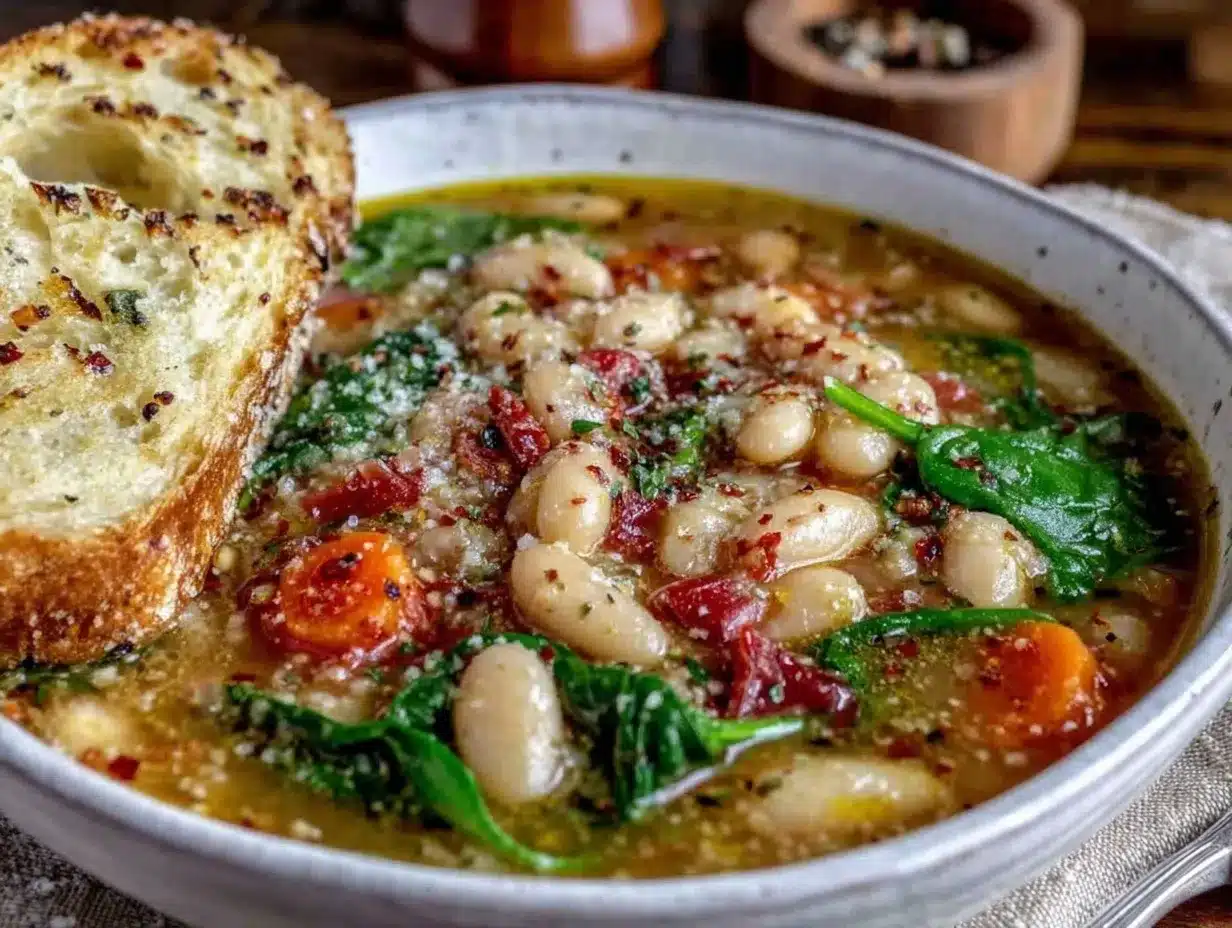 Tuscan white bean soup preparation steps