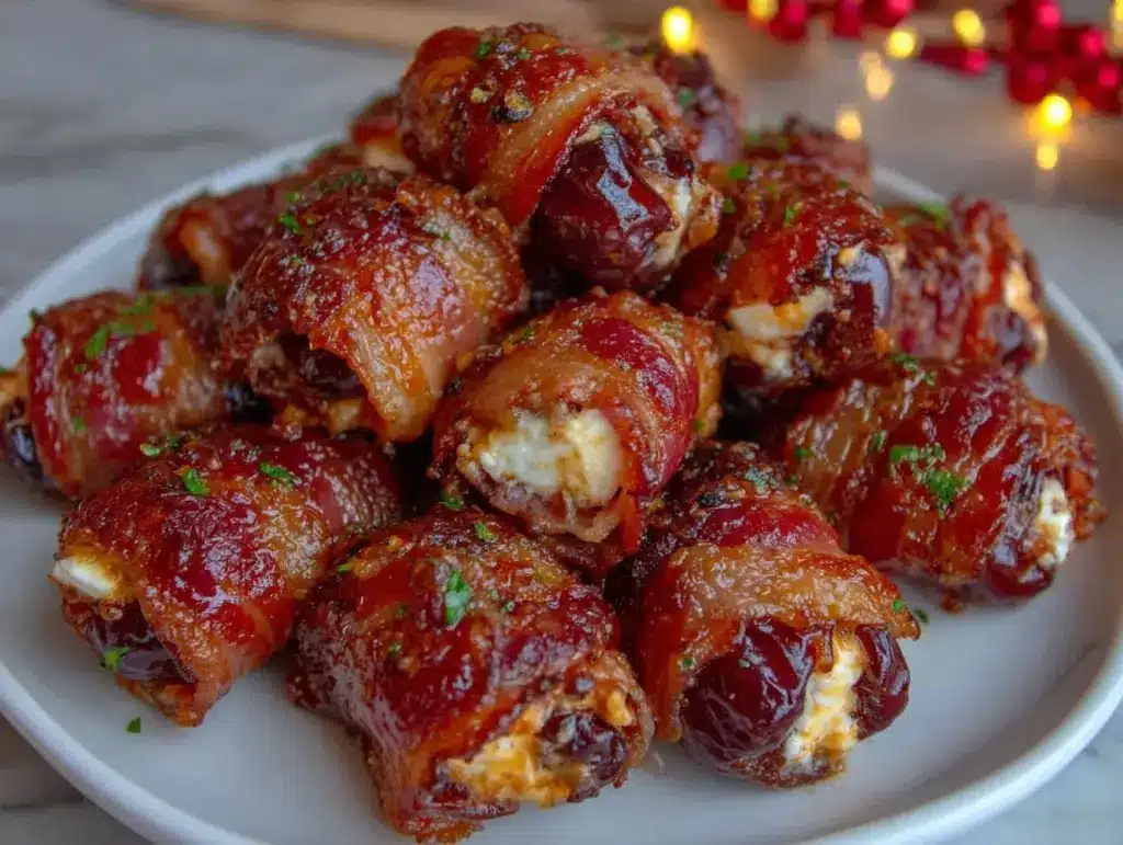 bacon wrapped dates with goat cheese - featured image