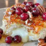 baked brie with cranberries and pecans - featured image