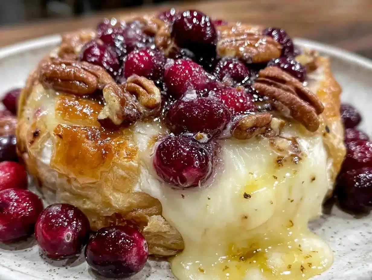baked brie with cranberries and pecans preparation steps